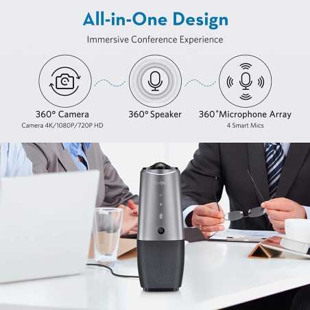 COOLPO 4K AI Conference Camera: Immersive 360° Video for Crystal-Clear Meetings