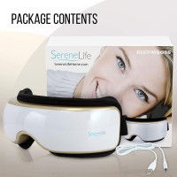 SereneLife Heated Eye Massager: Electric Therapy Mask with Soothing Sounds for Relaxation