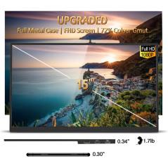 ZSCMALLS 15.6 Portable Monitor: FHD, USB-C/HDMI, Perfect for Laptop, Phone & Gaming!