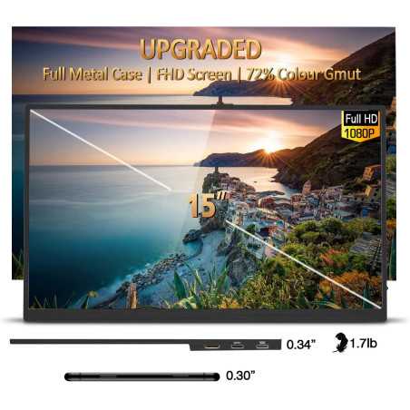 ZSCMALLS 15.6 Portable Monitor: FHD, USB-C/HDMI, Perfect for Laptop, Phone & Gaming!