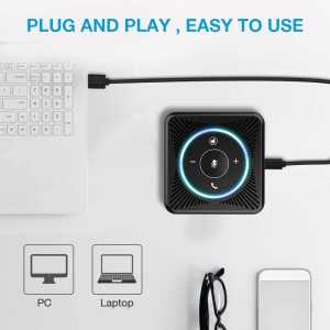 eMeet M0 Conference Speaker: Crystal Clear Audio & 360° Pickup for Zoom, Skype, & More!