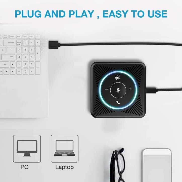 eMeet M0 Conference Speaker: Crystal Clear Audio & 360° Pickup for Zoom, Skype, & More! eMeet M0 Conference Speaker: Crystal Clear Audio & 360° Pickup for Zoom, Skype, & More!