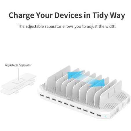 Alxum 120W Charging Station: Power Up 10 Devices at Once! Fast USB Charger Organizer
