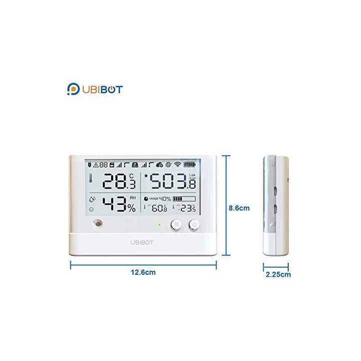 UbiBot WS1 Pro: Smart WiFi Thermometer & Hygrometer - Monitor Temp, Humidity & Light, Get Alerts!