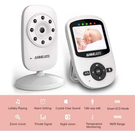 ANMEATE Baby Monitor: Wireless, Night Vision, Two-Way Audio & Temperature Alerts - Peace of Mind for Parents!