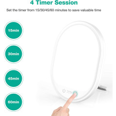 Light Therapy Lamp, UV-Free 10000 Lux Therapy Light, Touch Control with 3 Adjustable Brightness Levels and 4 Timer Function,