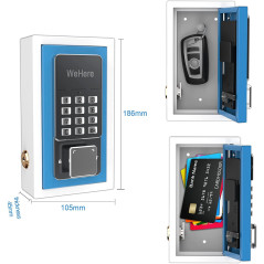WeHere Key Lock Box use Bluetooth/One-Time Password/Fixed Code Unlock, Electronic Lock Box for House Key, Wall Mount Hide a Key