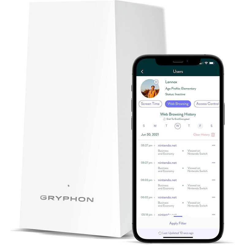Gryphon AX Advanced Security and Parental Control Tri-Band Mesh WiFi 6 System, 3000 sqft Coverage per Mesh Router WiFi 6,
