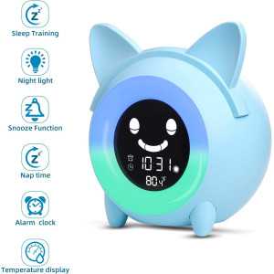 YISUN Kids Sleep Trainer Clock: Wake Up Happy with Color Night Light & Sound Machine!