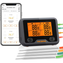 Inkbird IBBQ-4BW Thermomètre à viande WiFi avec 4 capteurs de température + support magnétique, thermomètre rechargeable USB