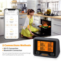Inkbird IBBQ-4BW Thermomètre à viande WiFi avec 4 capteurs de température + support magnétique, thermomètre rechargeable USB
