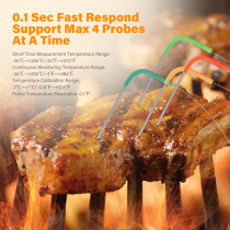 Inkbird IBBQ-4BW Thermomètre à viande WiFi avec 4 capteurs de température + support magnétique, thermomètre rechargeable USB