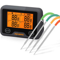 Inkbird IBBQ-4BW Thermomètre à viande WiFi avec 4 capteurs de température + support magnétique, thermomètre rechargeable USB