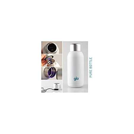 Glo UV-C Self-Cleaning Water Bottle: Pure Water Anywhere! Stainless Steel, Keeps Water Cold 24h