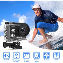 Dragon Touch Caméra Action 4K Étanche: Capturez lAventure Sous-Marine & Plus!