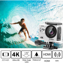 AKASO EK7000 4K30FPS Action Camera Ultra HD Underwater Camera 170 Degree Wide Angle 98FT Waterproof Camera Silver