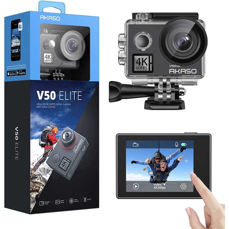 AKASO V50 Elite 4K60fps Touch Screen WiFi Action Camera Voice Control EIS Web Camera 131 feet Waterproof Camera Adjustable View