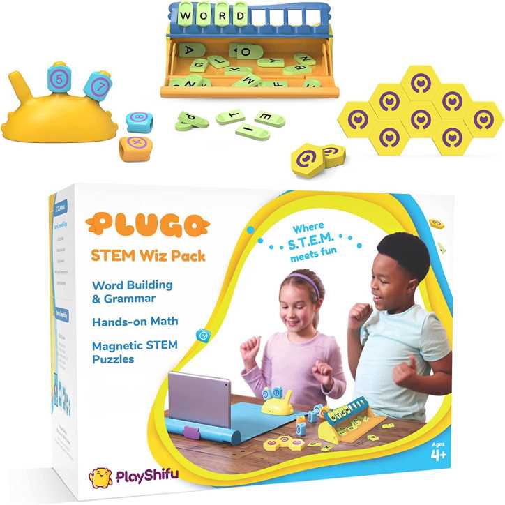 Plugo STEM Pack: Interactive Learning Games for Kids Ages 4-10 | Math, Reading & Engineering Fun!
