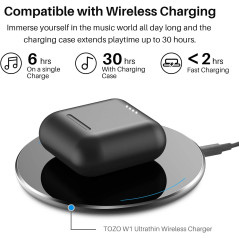 TOZO T6 True Wireless Earbuds Bluetooth Headphones Touch Control with Wireless Charging Case IPX8 Waterproof Stereo Earphones