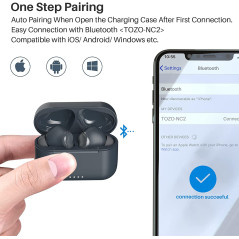 TOZO NC2 Hybrid Active Noise Cancelling Wireless Earbuds, in-Ear Detection Headphones, IPX6 Waterproof Bluetooth 5.2 Stereo