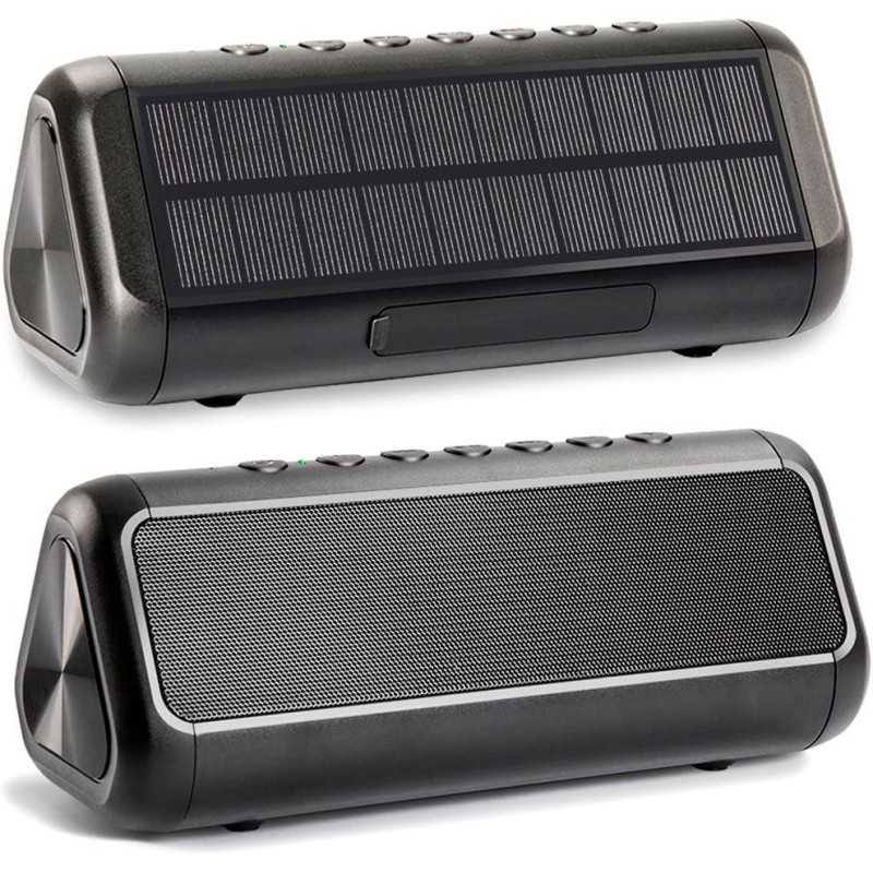 Friengood Solar Bluetooth Speaker 12W，IPX6 Waterproof Portable Wireless Speaker，50+ Hours Playtime Subwoofer，Bluetooth 4.2