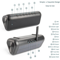 Friengood Solar Bluetooth Speaker 12W，IPX6 Waterproof Portable Wireless Speaker，50+ Hours Playtime Subwoofer，Bluetooth 4.2