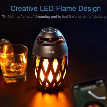 DIKAOU Flame Speaker: Bluetooth Outdoor Speaker with LED Torch Light & HD Audio