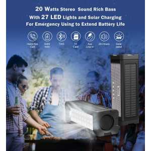 ABFOCE Enceinte Bluetooth Solaire Étanche: Son Puissant, Aventure Durable!