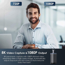 NexiGo Meeting 360, 8K Captured AI-Powered Framing & Speaker Tracking, 1080p HD 360-Degree Smart AIO Video Conference Camera, 8
