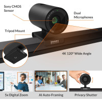 Innex Cube 4K Conference Camera: 360° Video, AI Tracking, & Crystal-Clear Audio for Seamless Meetings