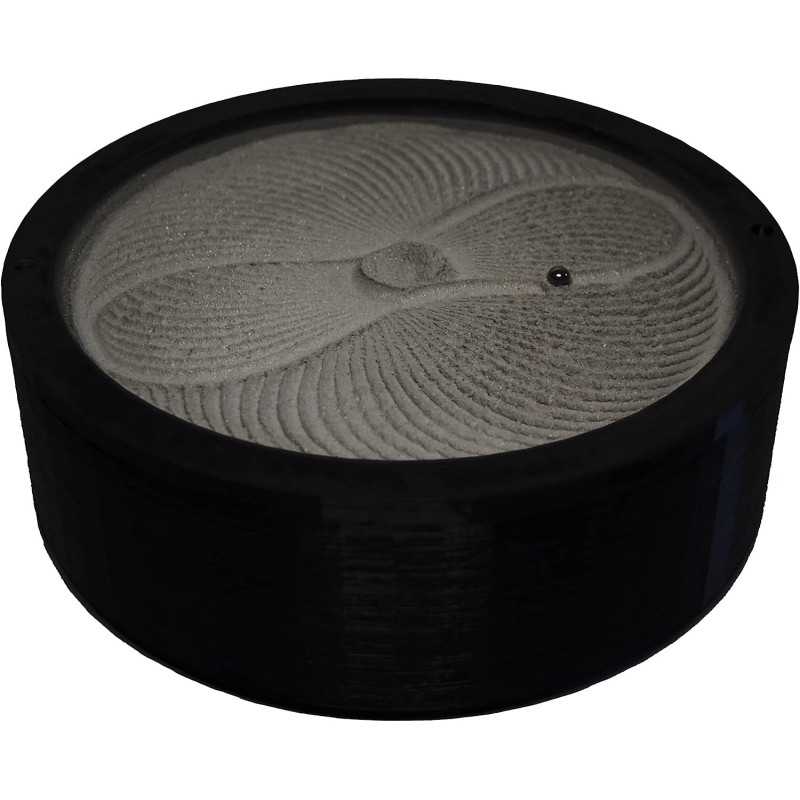 ZenFlow: Black Kinetic Sand Bowl - Your Desktop Oasis
