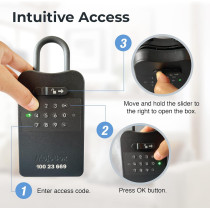 Stay secure with the MojoBox, a Bluetooth digital lockbox offering versatile access from anywhere.