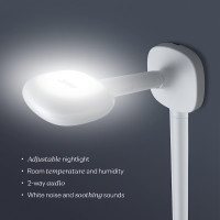 White phone with light and camera, similar to Advanced Nanit Pro Smart Baby Monitor with Floor Stand.
