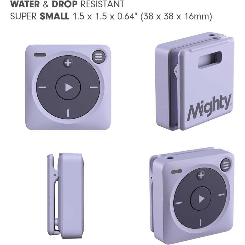 Purple play button on Mighty: Compact Spotify Music Player for Offline, Screen-Free Listening.