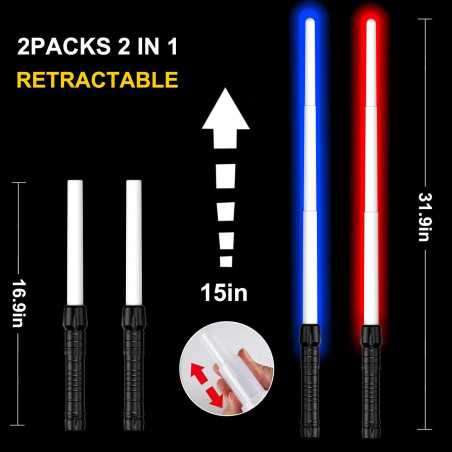 Galactic Warrior's Expandable Lightsaber with Realistic Handle and FX Sound