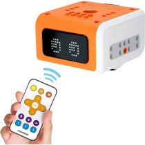 Matatalab VinciBot, an advanced coding & drawing robot for kids' STEM education, being controlled by a person with a remote.