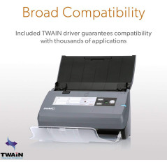 Efficiently scan documents with Ambir ImageScan DS820ix scanner and document placed on top.