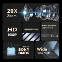 Tenveo Caméra Conférence PTZ 20X: Full HD, Zoom Optique Exceptionnel pour vos Meetings et Streaming!