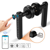 Smart lock with keypad, fingerprint scanner, and app for secure, easy access.