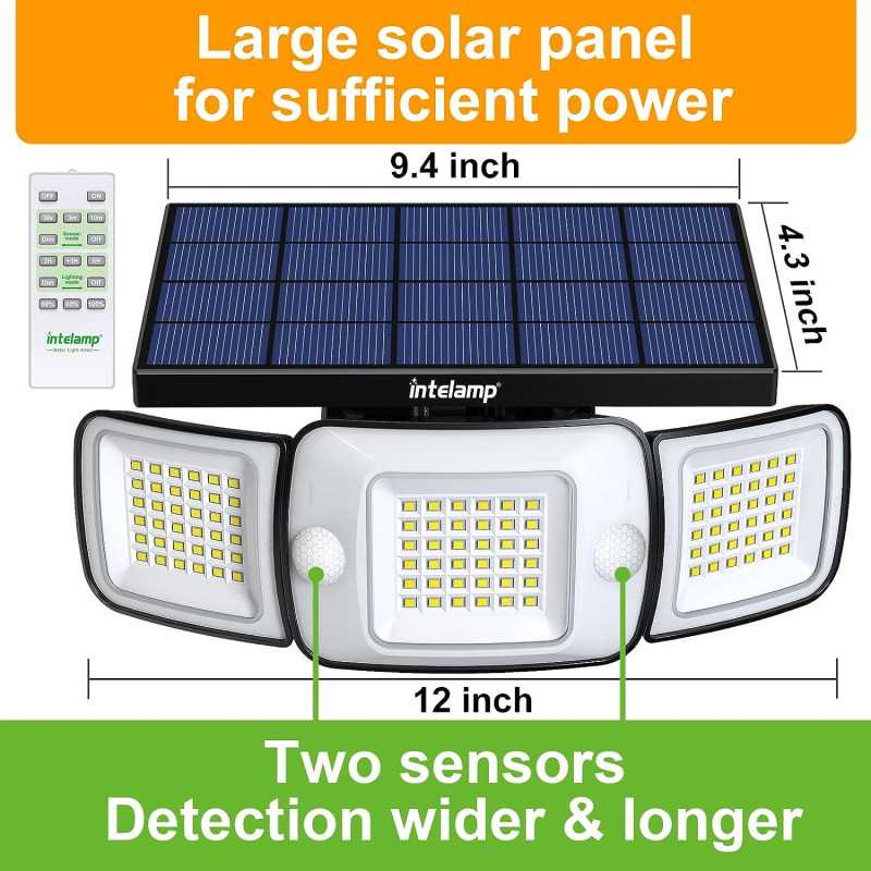 Intelamp Solar Lights,  Waterproof, Motion Sensor & Remote, 2-Pack