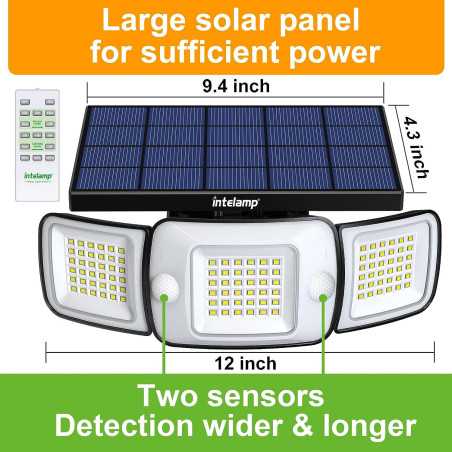 Intelamp Solar Lights,  Waterproof, Motion Sensor & Remote, 2-Pack