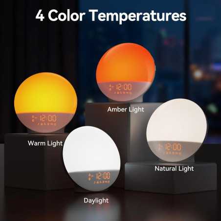 Réveil Lumière RICIAL avec Thérapie Lumineuse et Bruit Blanc