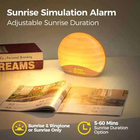 REACHER Sunrise Alarm Clock: Wake Up Naturally with Light & Sound - Bedroom Decor