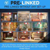 PRO-Sensor Wireless Interlinked Smoke Detectors: 10-Year Battery, Easy Install, Whole Home Protection