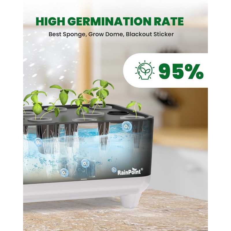 RAINPOINT Hydroponic System  13 Pods Indoor Garden with LED Light