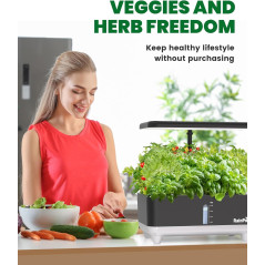RAINPOINT Hydroponics Growing System: 13-Pod Indoor Herb Garden with LED Grow Light & 5L Tank - Grow Fresh Herbs Year-Round!