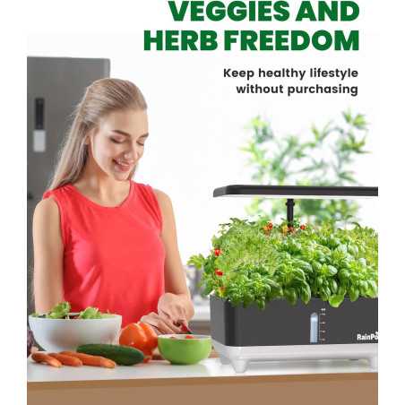RAINPOINT Hydroponics Growing System: 13-Pod Indoor Herb Garden with LED Grow Light & 5L Tank - Grow Fresh Herbs Year-Round!