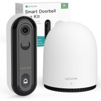 WUUK Wireless Doorbell Camera, 2K - Absolutely No Monthly Fee Video Doorbell w/Human & Motion Detection, 32GB Storage Homebase,