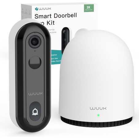 WUUK Wireless Doorbell Camera, 2K - Absolutely No Monthly Fee Video Doorbell w/Human & Motion Detection, 32GB Storage Homebase,