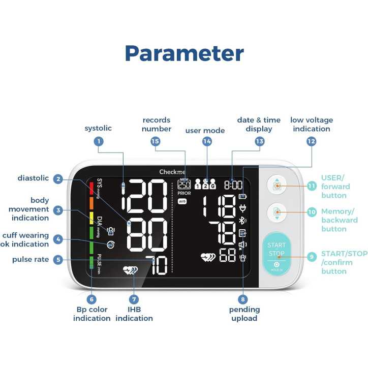 Checkme Bluetooth Blood Pressure Monitor: Dual Display, Voice Guide, XL Cuff - Track Your Health Easily! Checkme Bluetooth Blood Pressure Monitor: Dual Display, Voice Guide, XL Cuff - Track Your Health Easily!